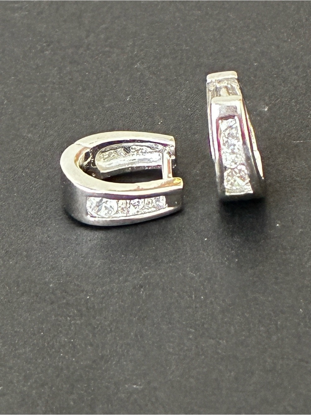 Sterling Silver Huggie Earrings with Cubic Zirconia Accents
